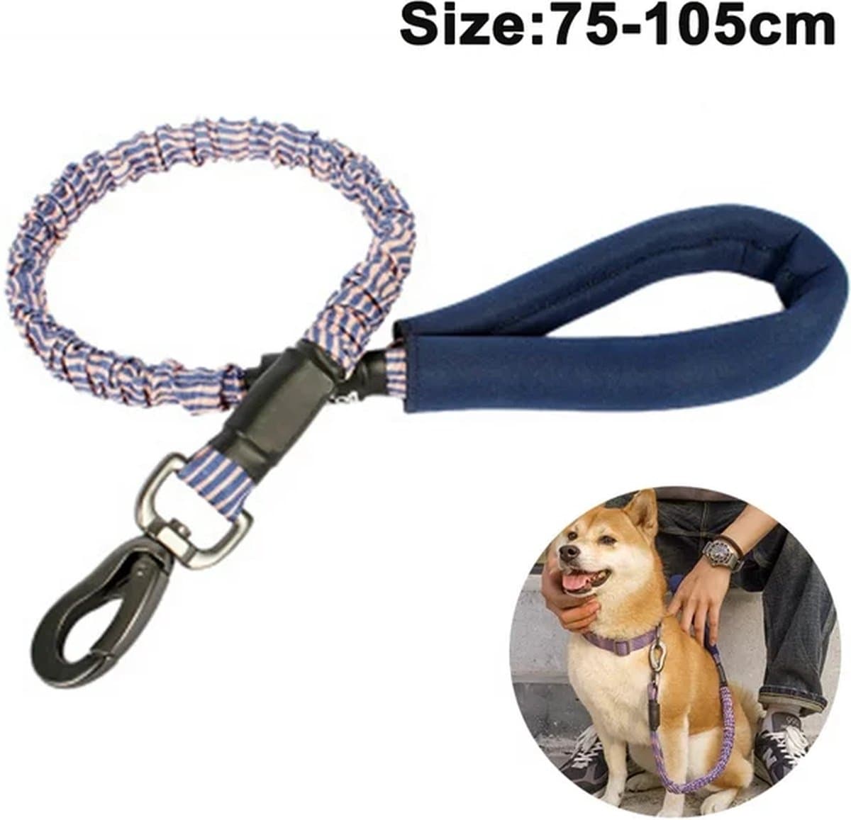 Hondenriem Intrekbare hondenriem - Stijlvolle Pet Riemen Running Training Tractie Touw - Sterke Hondenriem (75-105) cm) Blauw/Paars thumbnail 6