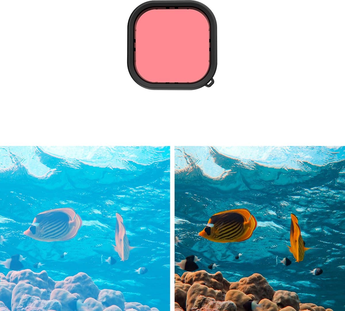 MOJOGEAR Duikfilters voor MOJOGEAR waterdichte behuizing GoPro Hero 9,10,11 en 12 - Set van 3 - Roze, rood en magenta thumbnail 3