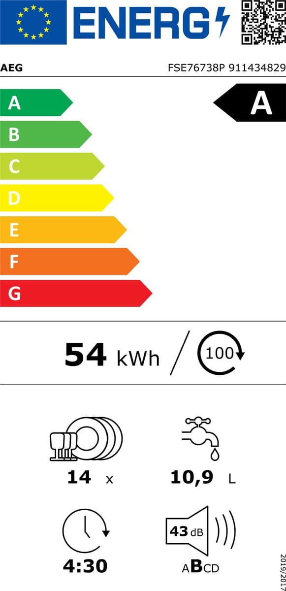 AEG FSE76738P EcoLine 7000 serie - Inbouwvaatwasser - GlassCare - 14 couverts - Energielabel A thumbnail 2
