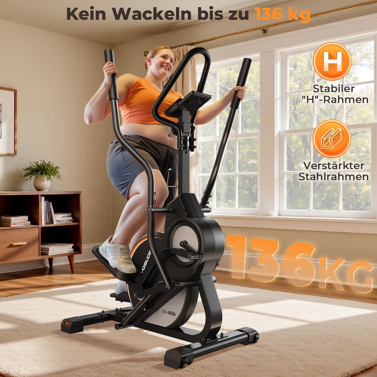 YOSUDA crosstrainer voor thuis – testwinnaar, 3-in-1 (ellipsentrainer + stepper + stairmaster), 16 weerstandsniveaus, 8 kg vliegwiel, ultrastil magneetweerstand, 45° helling, polssensor, LCD-monitor thumbnail 5