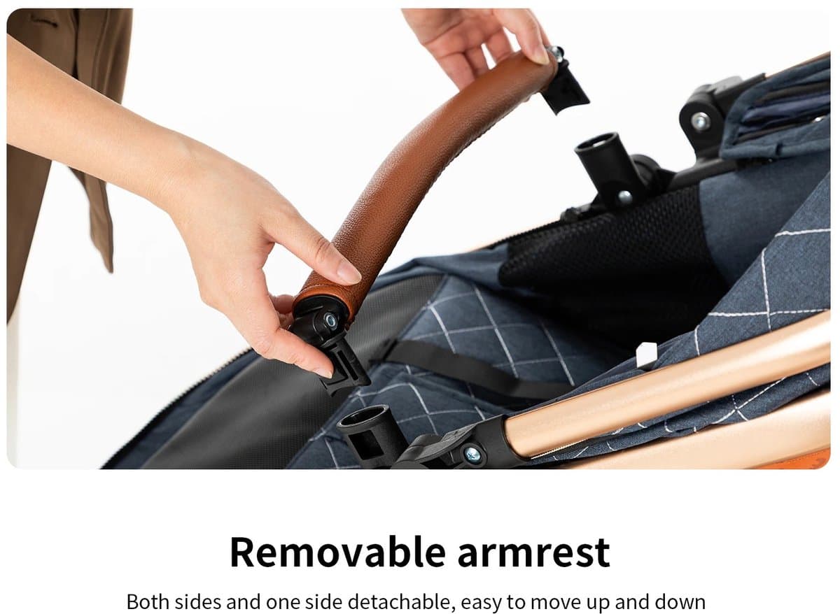 Kinderwagen Reis Systeem - 3-in-1 Kinderwagen - Veilig Vervoer - Lichtgewicht Aluminium Frame - Vanaf Geboorte - Khaki thumbnail 3