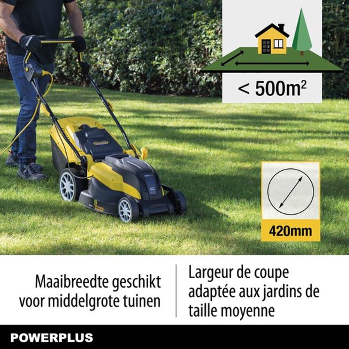 Powerplus Elektrische Grasmaaier POWXG6281 - 2000 W, 420 mm Ø grasmaaier met grasopvangbak, mulching en achteruitworp thumbnail 7