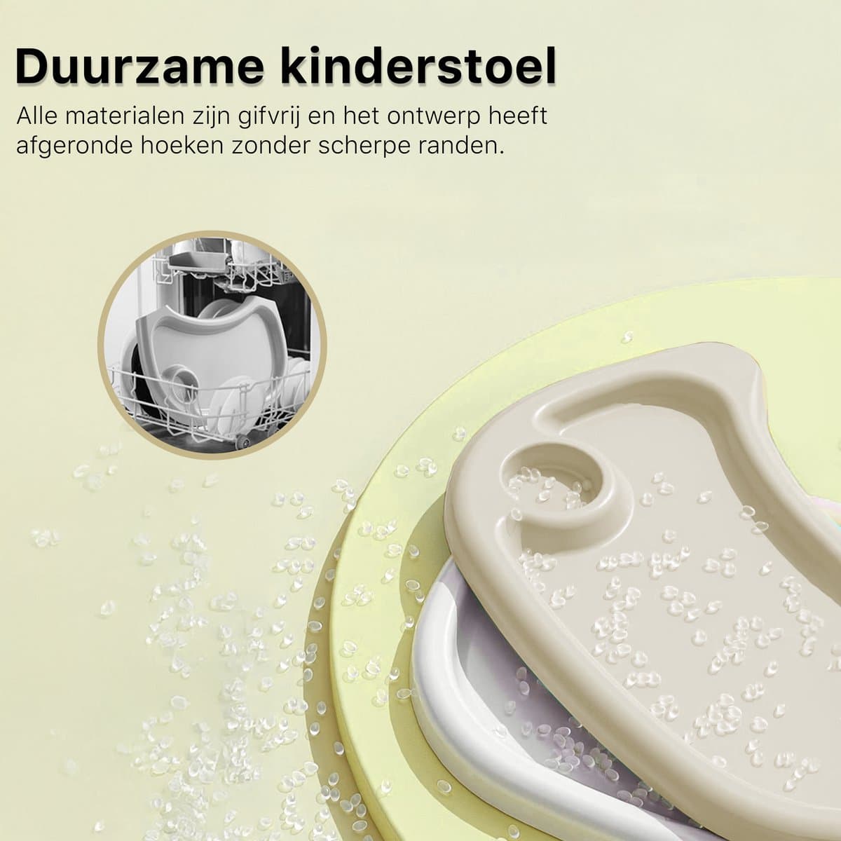 Phreeze Kinderstoel - Inklapbaar - Meegroeistoel 6 t/m 72 maanden - Afneembare Wielen - Eetstoel Baby & Peuter - Ook als Loopstoel, Wipstoel, Babystoel aan tafel / voor eten / thuis - Beige thumbnail 2