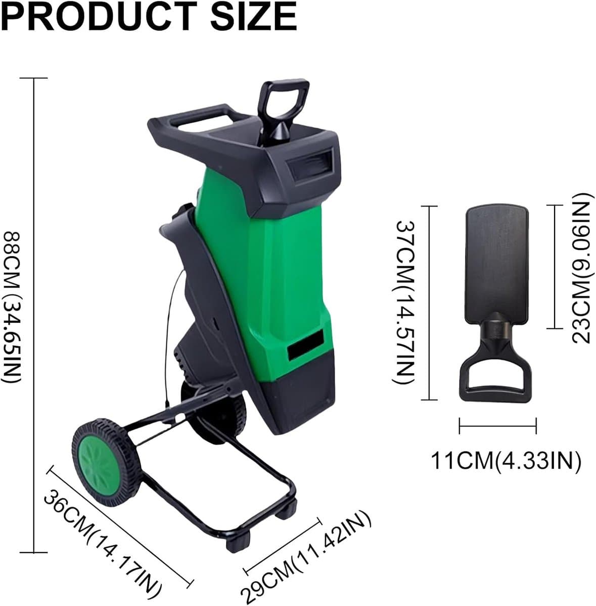 Elektrische Houtversnipperaar - Tuinversnipperaar Mulcher - Tuinonderhoud Composteren - Krachtige 2400W Motor - 50L Opvangzak - Groen thumbnail 5