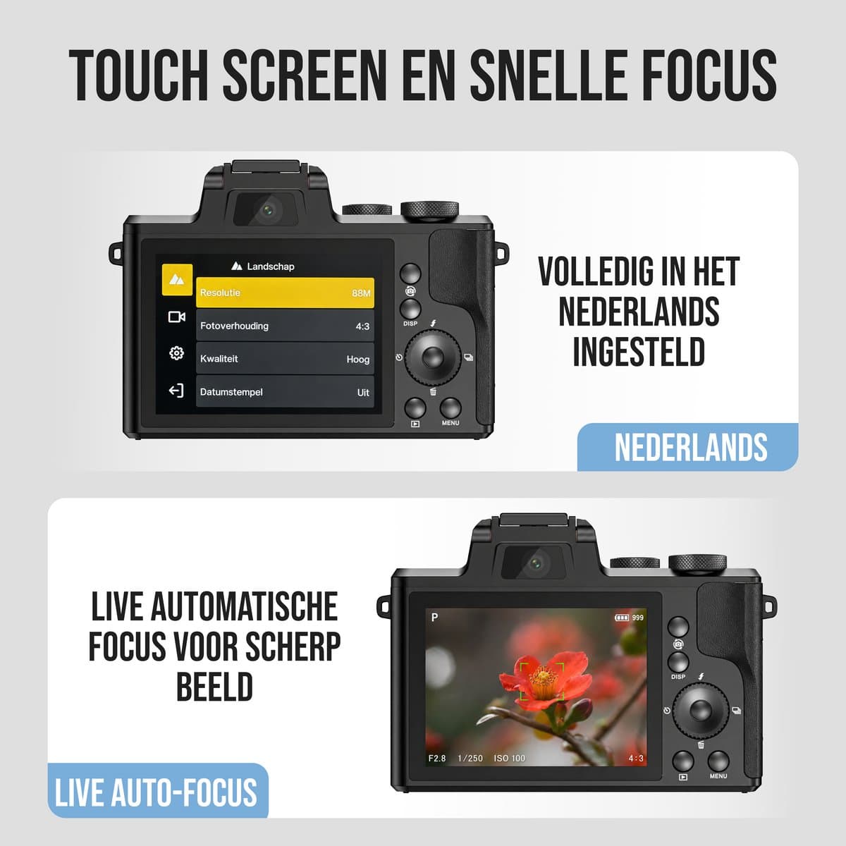 Senzo Digitale Camera 8K met WiFi - 88MP - 16 x Zoom - 60FPS - HDR - Fotocamera - Fototoestel - Compact Camera - Vlog Camera - Video Camera - 64GB thumbnail 8