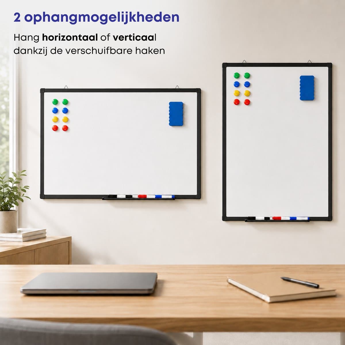 ACAZA Whiteboard - Magnetisch - 40 x 60 cm - Magneetbord - Weekplanner - Inclusief 8 Magneten, 4 Stiften, Wisser en Pennenbakje - Whiteboard Stiften - Weekplanner Whiteboard - Maandplanner - Magneten Whiteboard - Memobord thumbnail 8