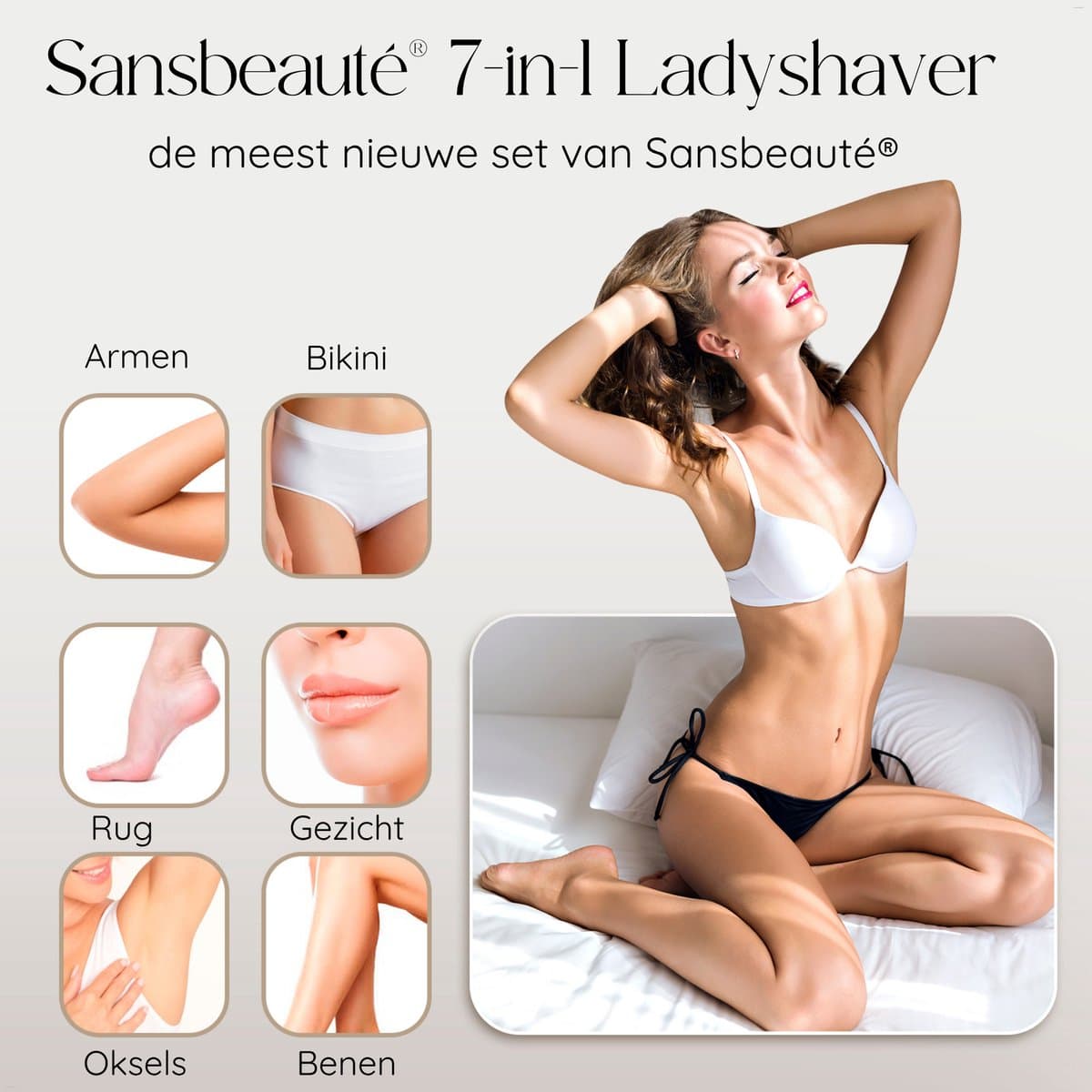 Sansbeauté® 7 in 1 Ladyshave voor Vrouwen - Gezicht - Oksels - Benen - Epilator - Trimmer voor Vrouwen & Dames - Bikinitrimmer Dames - Trimmer Vrouw Intiem - Scheerapparaat Vrouw thumbnail 4