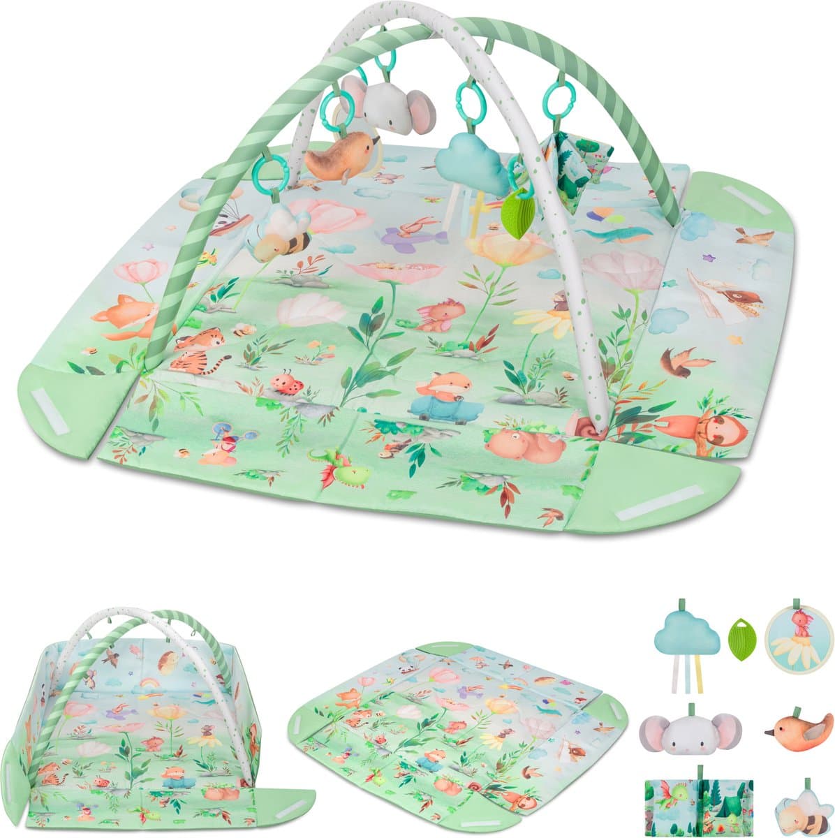 Lionelo Inga Multicolor – Multifunctionele Speelmat met Bogen – Speelkleed & Speelhek – 7 Sensorische Speeltjes – Baby Ontwikkeling & Motoriek thumbnail 2