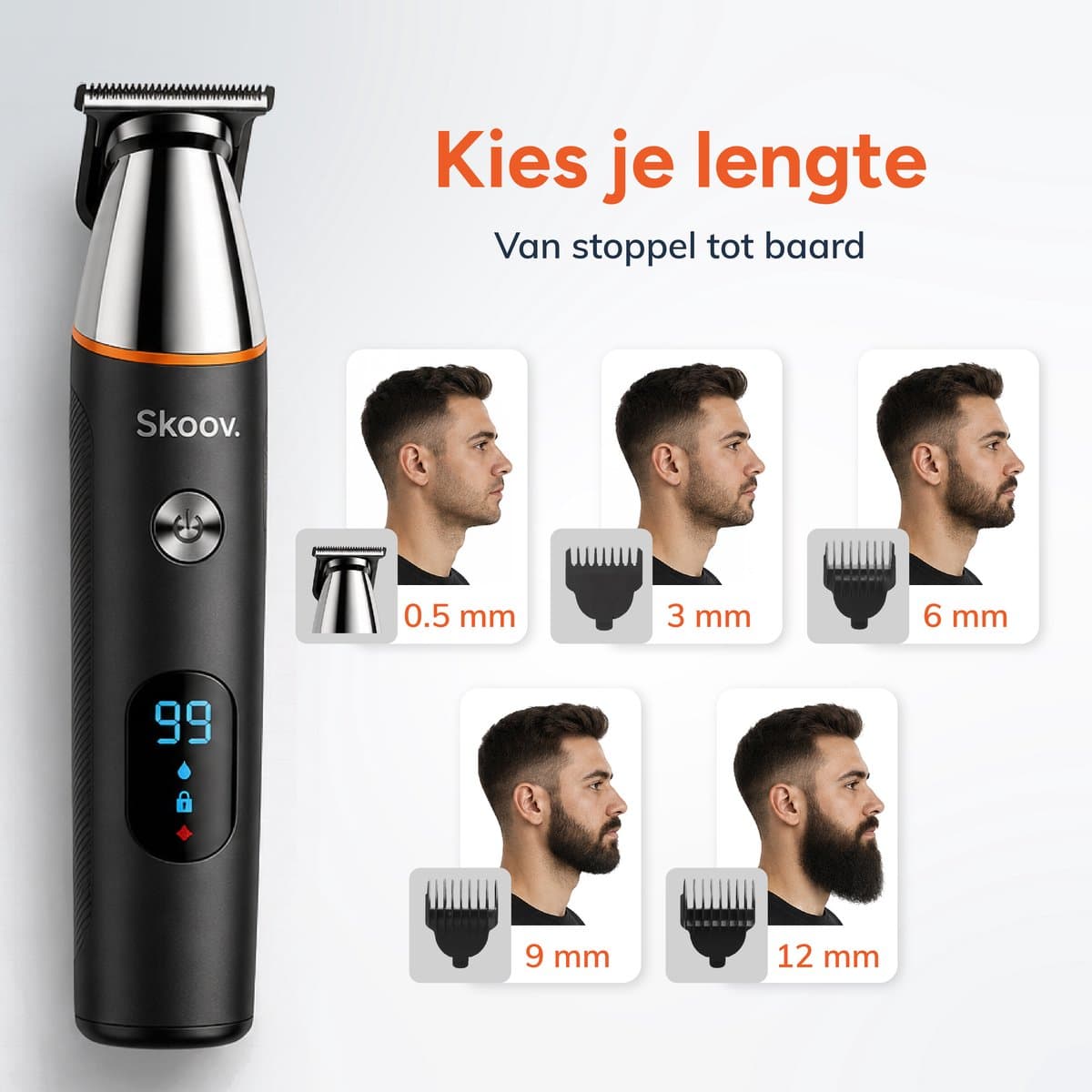 UltraEdge Trimmer voor mannen - 5 in 1 Lichaam & Baard - Incl. hulpstukken - Bodygroomer - Scheer apparaat - Voor lichaam, schaamstreek en gezicht - Skoov thumbnail 5