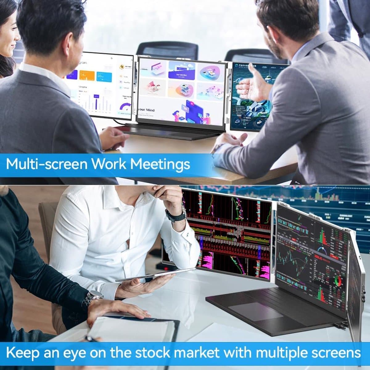 Laptop Scherm Extender - Draagbaar Monitor - Productiviteit Verhoging - IPS Full HD Display - 15 inch - Zilver thumbnail 2