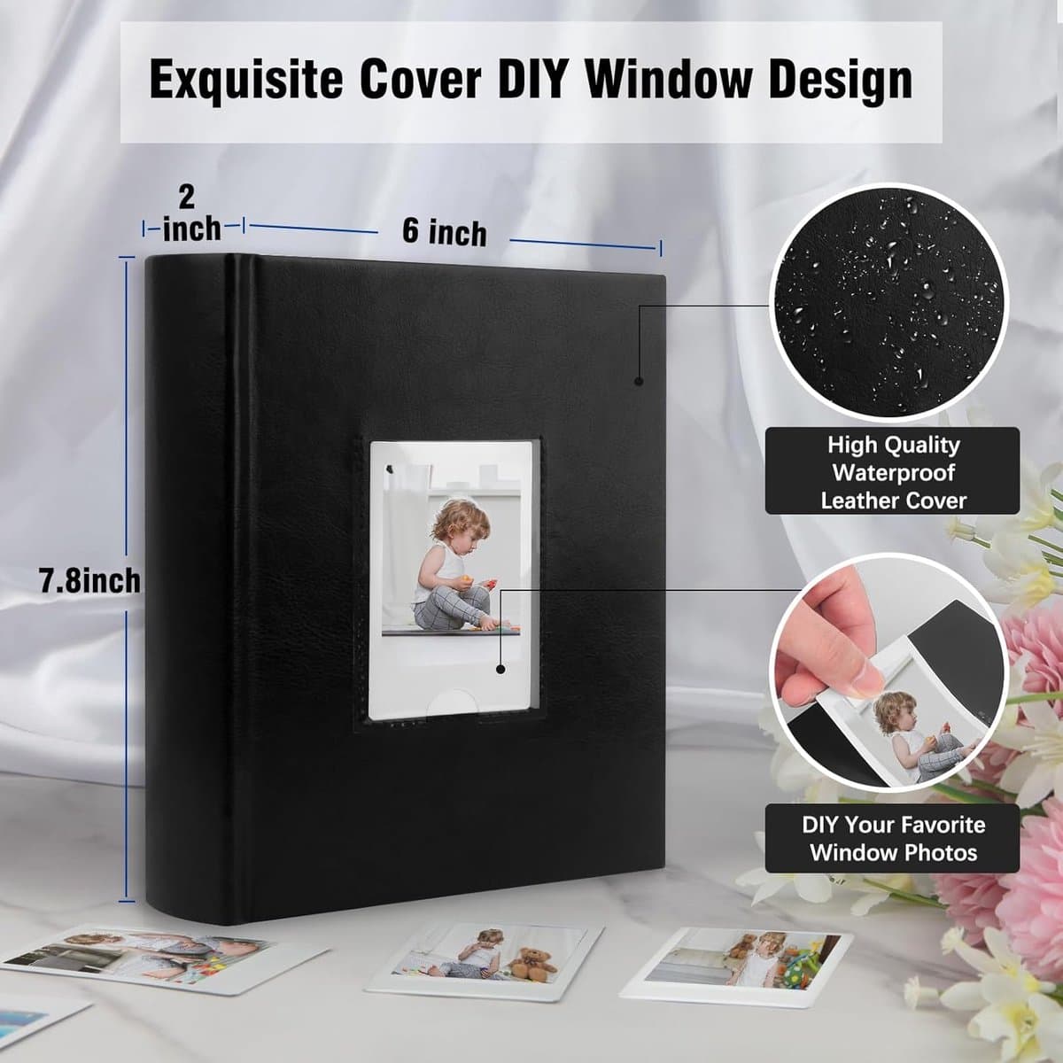 180 Pockets Photo Album for Fujifilm Instax Mini 12 11 9 8+ 8 7s 99 40 Evo Camera, Front Window Photo Book with Writing Space for Polaroid 3 Inch Instant Film, K-pop Photo Cards (Black) thumbnail 3
