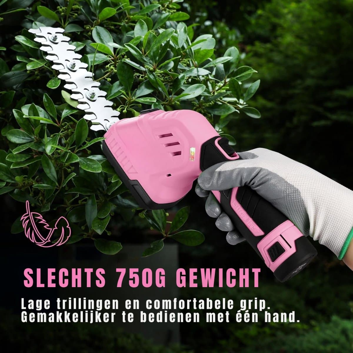 Zylo® Grasschaar - Grasschaar met Accu - Grasschaar met Steel - ‎32 x 16.5 x 11 cm - Roze/Zwart thumbnail 5