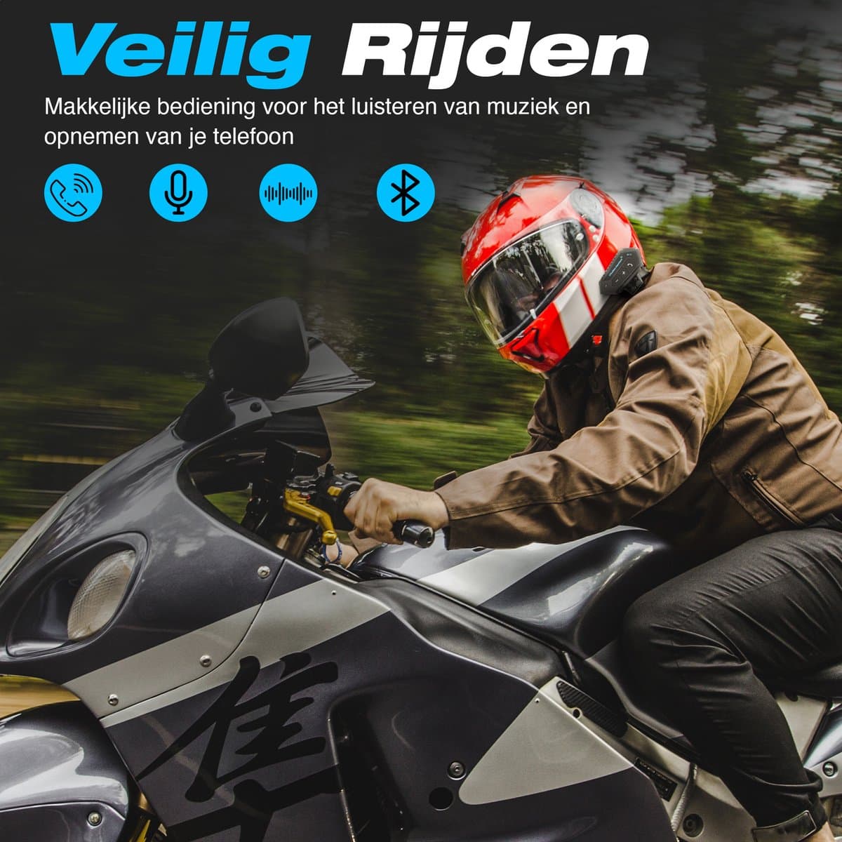 Garpex Motorhelm headset - Bluetooth - handsfree bellen - IP67 waterbestendig thumbnail 5