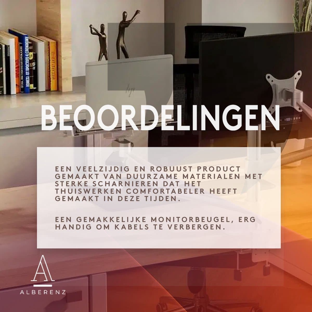 Alberenz® Dubbele Monitor Arm met Laptop Standaard zwart - Monitor beugel voor 2 schermen - Monitorbeugel - Ergonomisch ontwerp - Laptopstandaard thumbnail 6