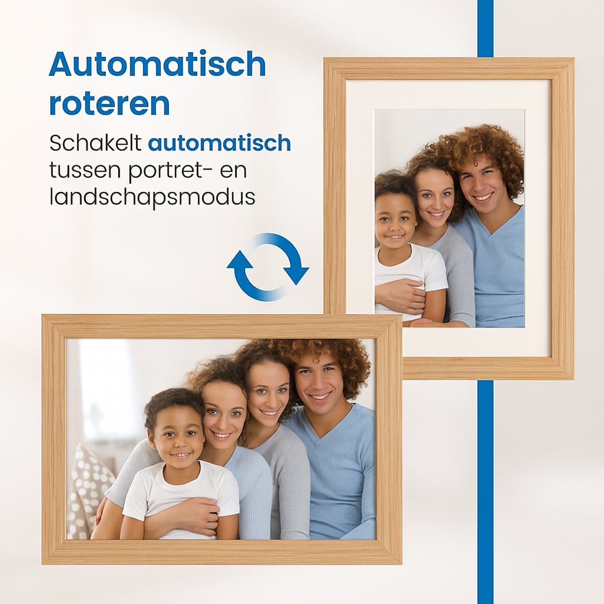 Digitale Fotolijst met Wifi en Frameo App - 10.1 inch - Fotokader - HD + Display - IPS Touchscreen - 16GB - Wooden thumbnail 4