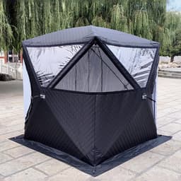 Productfoto van Draagbare Saunatent - Outdoor Sauna Tent - Ontspannen Buiten - 3-Laags Thermische Isolatie - 3-4 Personen - Zwart