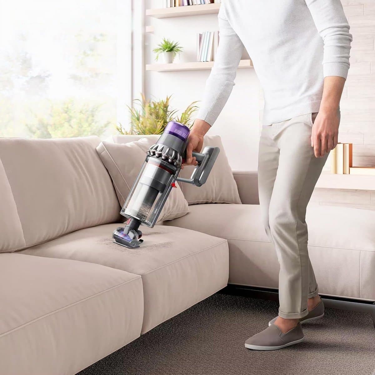 Stofzuigerborstelkop Met Anti-Klitfunctie En Taps Toelopende Borstelrol Voor Dyson V15 V11 V10 V8 V7 - Dieptereiniging Zelfreinigend Compact - Donkergrijs thumbnail 6