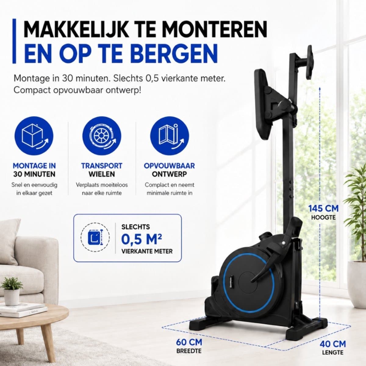 Sportfloww Roeitrainer - Roeimachine Met App - Inklapbaar Roeiapparaat - 16 Weerstandniveaus - Tot 195cm thumbnail 5