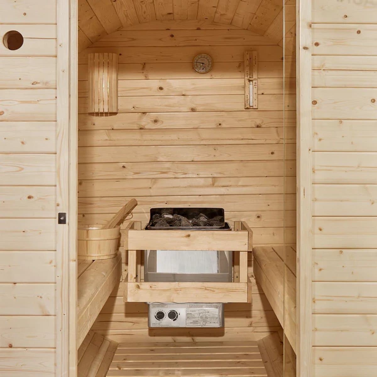 Barrelsauna Spitsbergen - Incl. saunakachel - Ø 190 cm - 3,6 - 8 kW - 2 tot 6 personen - 191x193x180 cm thumbnail 2