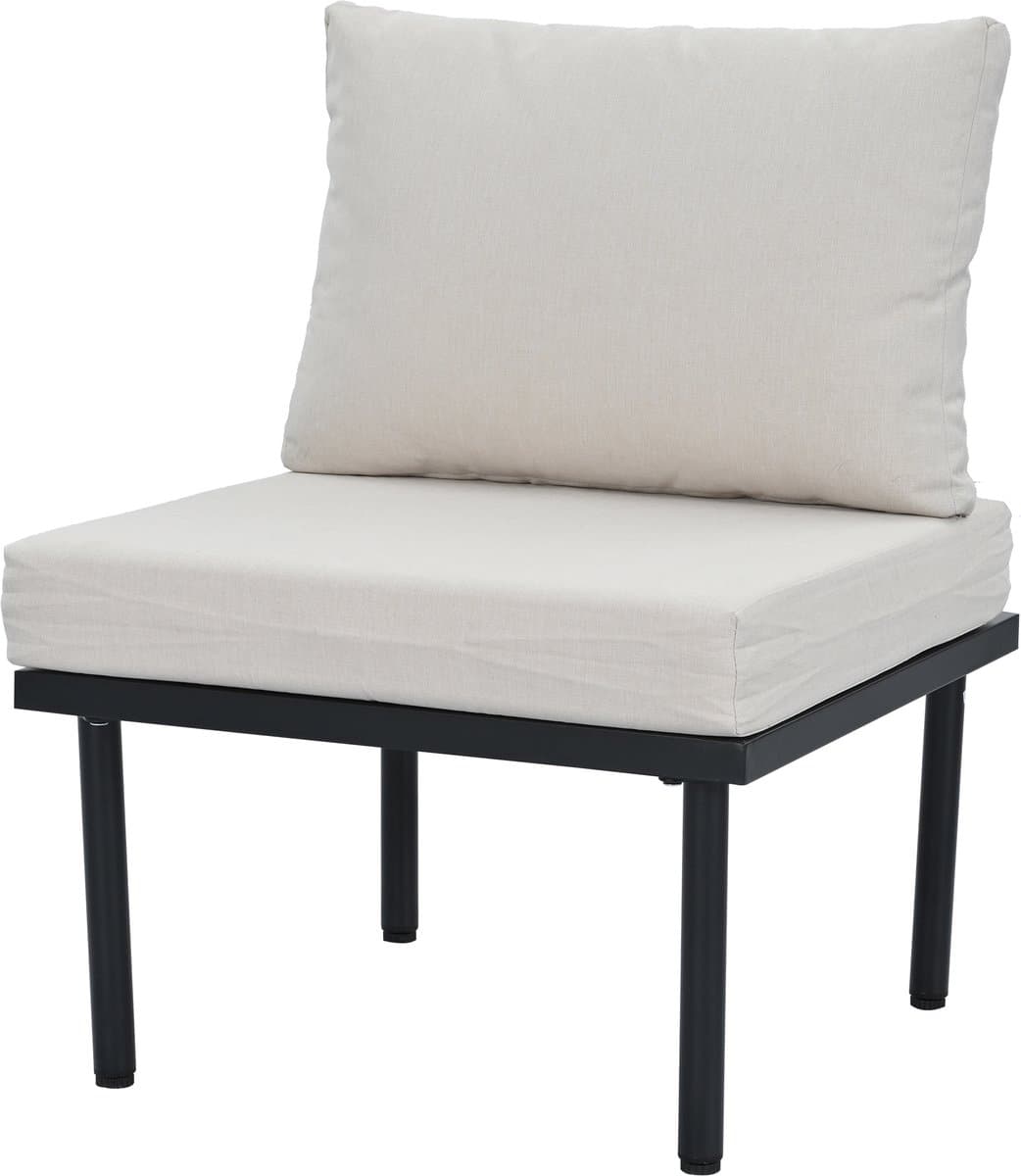 Loungestoelenset set van 6 - tuinmeubelset van touw - beige gevlochten touw - verstelbare poten - glad glazen tafelblad - beige thumbnail 2