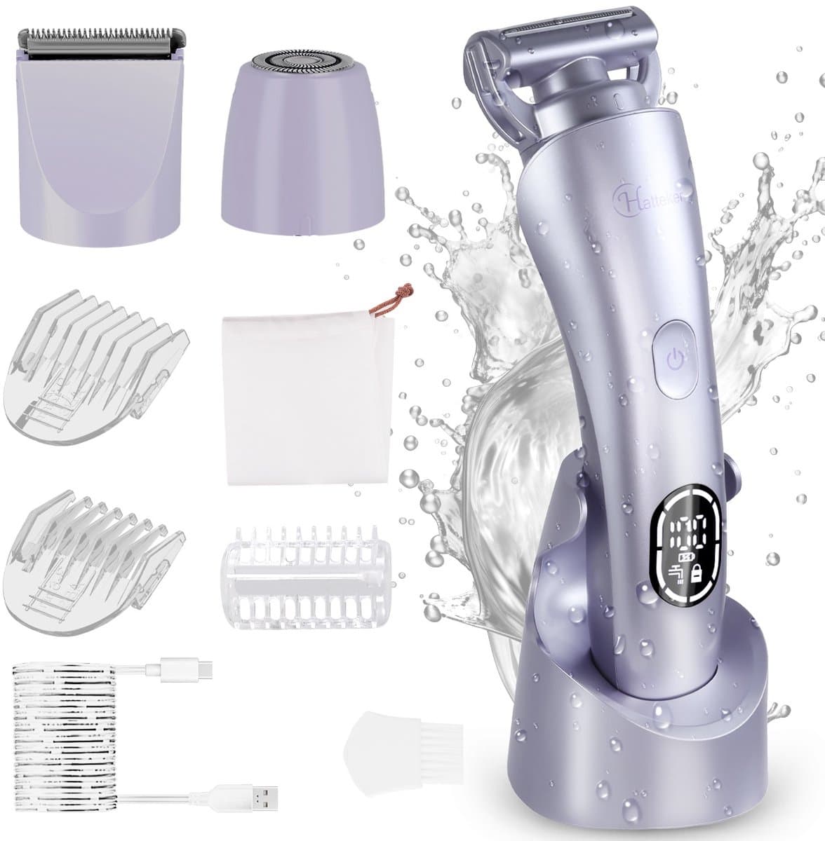 Hatteker 3-in-1 Ladyshave voor Vrouwen – Dames Scheerapparaat – Epileerapparaat – Trimmer voor Benen, Bikinilijn en Oksels – Epilator – Waterdicht IPX7 – Paarse thumbnail 2
