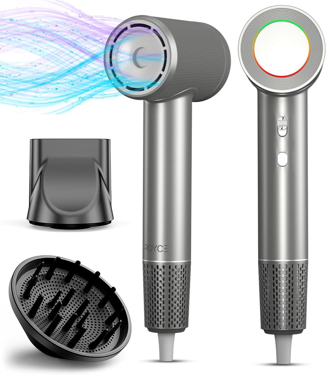 Royce Professionele Föhn - Föhn met Diffuser - Haardroger - Ionische Functie - Coolshot - Fohn met Diffuser en Nozzle