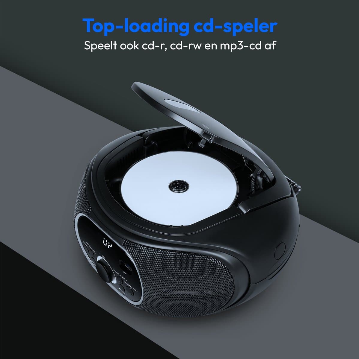 MEDION draagbare boombox E65711, CD/MP3-speler, FM, AUX, werkt op batterijen, zwart thumbnail 6