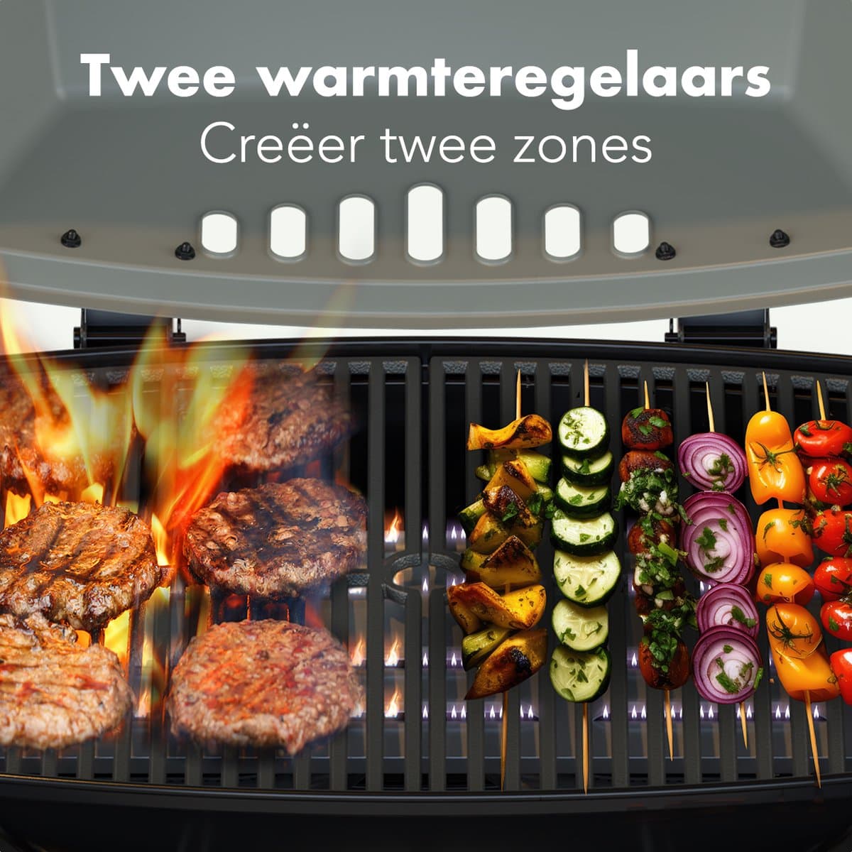 KitchenBrothers Gas BBQ - Staand en Tafelmodel Barbecue - 2 Branders - PFAS Vrij - Tafelbarbecue - Anti-aanbaklaag - 37x48 cm Grilloppervlak - Zwart thumbnail 4