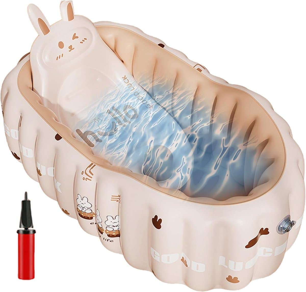 Opblaasbare Babybadkuip - Draagbaar Kinderbad - Veilig Baden - Inclusief Pomp - 90 cm - Konijn