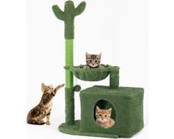 Ozocozy Krabpaal voor Katten - Kattenkrabpaal - H 102cm - Krabpalen - Cactus - Krabmeubel - Met Kattenspeeltje - Groen