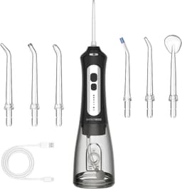 Productfoto van Draagbare Waterflosser - Wit - 300 ml - USB-oplaadbare Mondirrigator met 5 Drukniveaus - Voor Thuis en Op Reis