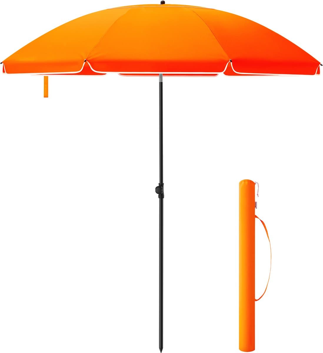 ACAZA Parasol - Strandparasol - Oranje - 200 cm diameter - inclusief Draagtas - Rond - Tuinparasol - Kantelbaar - Waterdicht - Terras Parasol voor Appartement - Parasol Strand - Tot 3 Personen