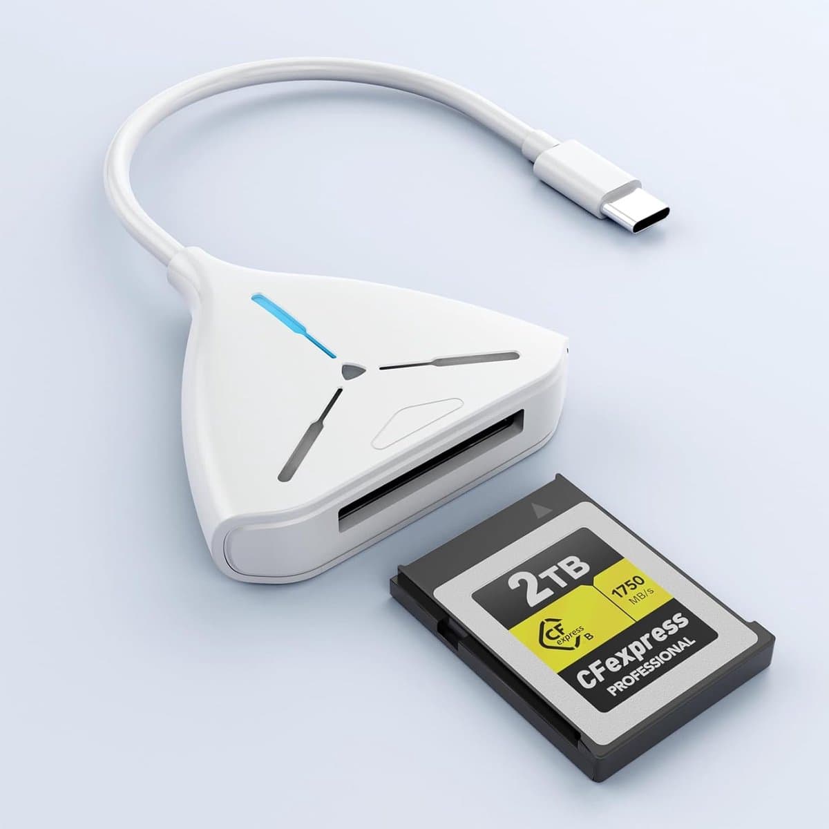 CFexpress Kaartlezer - Geheugenkaartlezer USB-C - Snelle Data Overdracht - 10 Gbps Snelheid - Compact Ontwerp - Wit