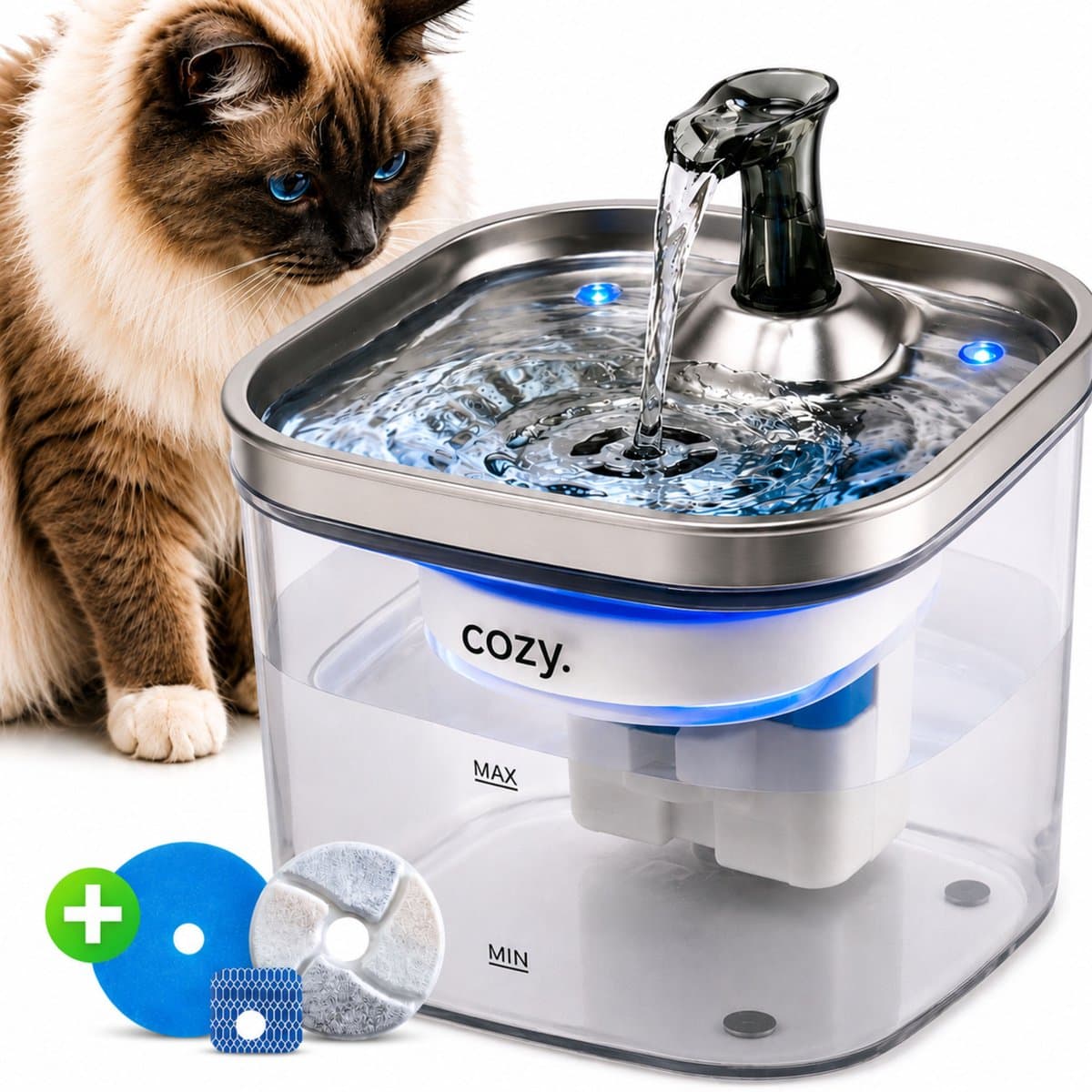 cozy.® Drinkfontein Kat Pro 2026 2,0L met filter