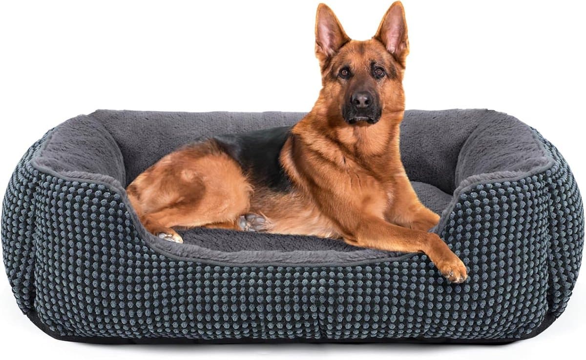 PromoHome XXL Zacht en Groot Formaat Hondenbed - Wasbaar Antislip Comfortabel Huisdierbed met Verhoogde Randen voor Grote Honden en Katten - Donkerblauw