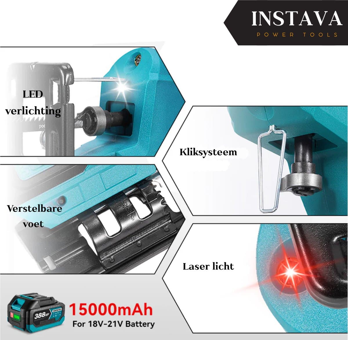 Instava Decoupeerzaag Accu 18V met laser, 2 accu's en LED