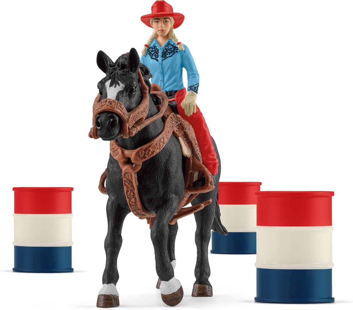 Schleich Farm World Barrel Racing met Cowgirl en Appaloosa - afbeelding 1