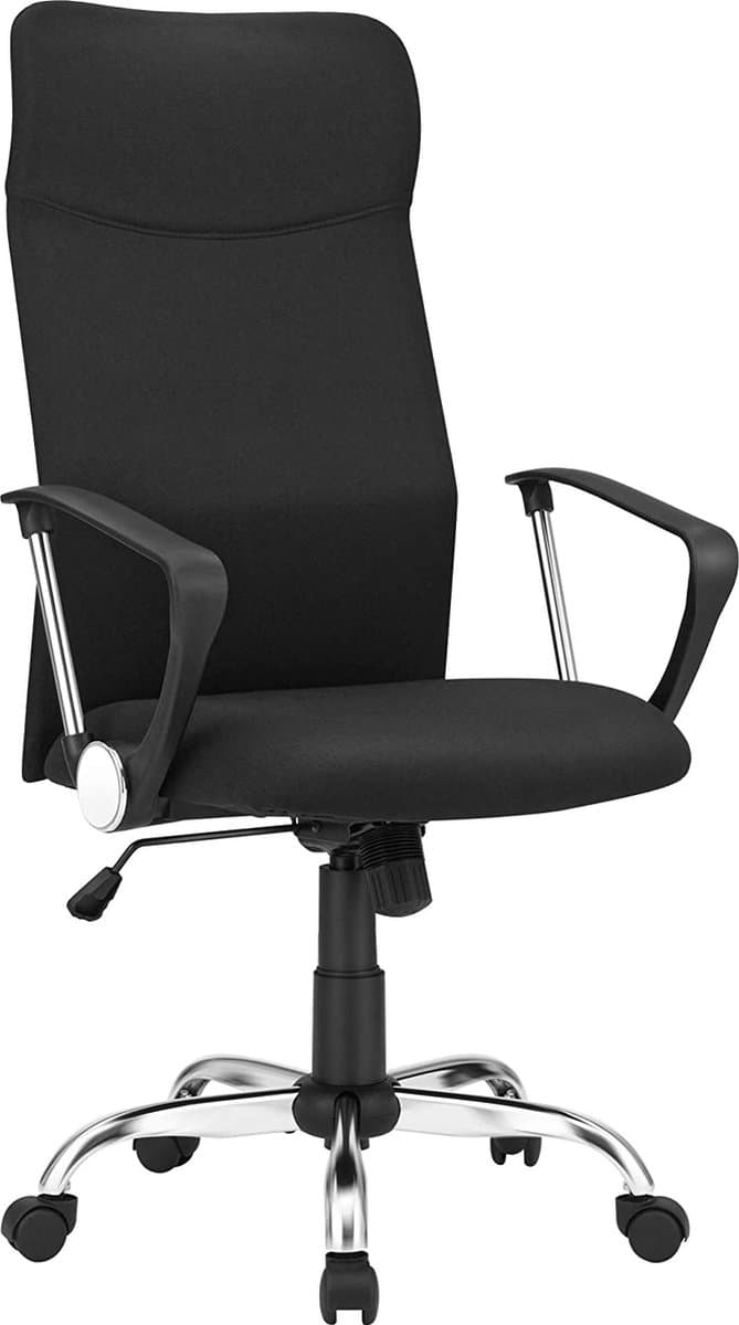 SONGMICS Bureaustoel - ergonomische vergaderstoel - draaibare zitting - gewatteerde zitting - in hoogte verstelbaar en kantelbaar - draagvermogen 120 kg - zwart