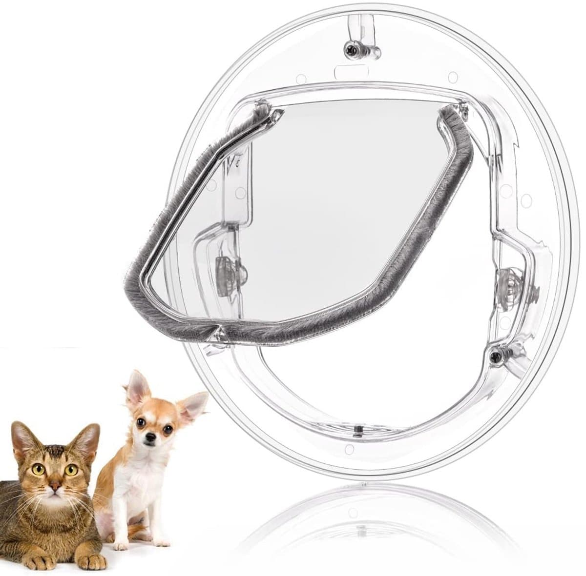 Dailygoods- Kattenluik met microchip - Kattenluik binnendeur - Huisdierluik voor kleine honden - 4-weg vergrendelingsopties - Transparant design - Geluidsreductie met borstelstrip - Huisdierdeur