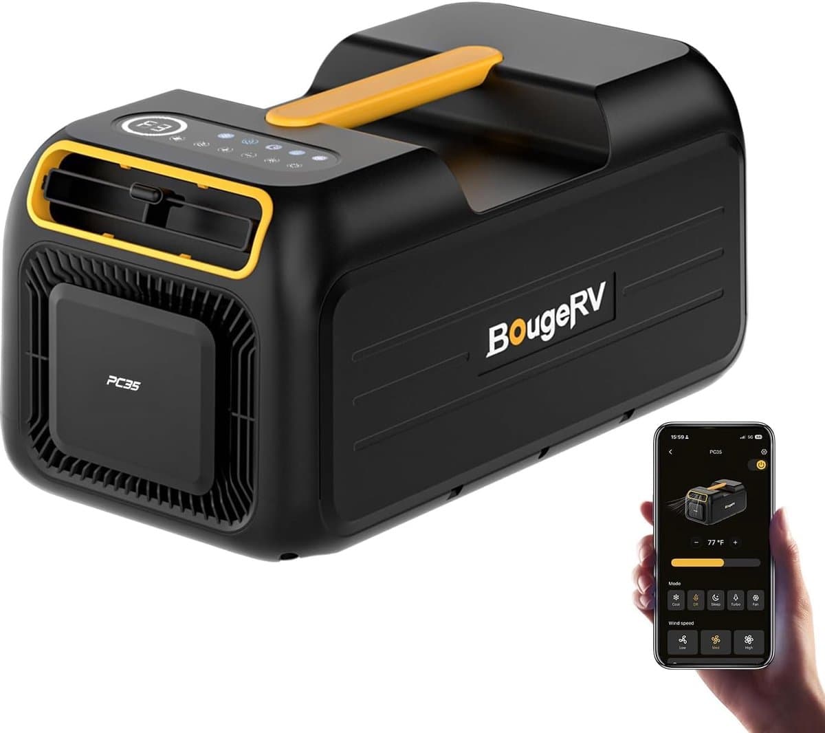 Mobiele airco 3500 BTU draagbare camping airconditioner met app bediening 5-in-1 klimaatapparaat voor tent camper en busje
