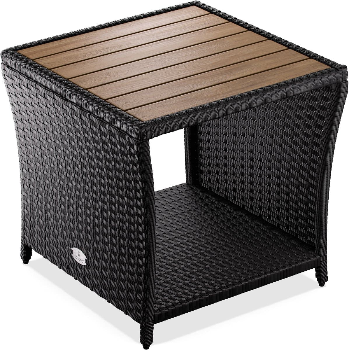 Casaria Bijzettafel - Polyrattan Vierkant 45x45x40cm - Zwart