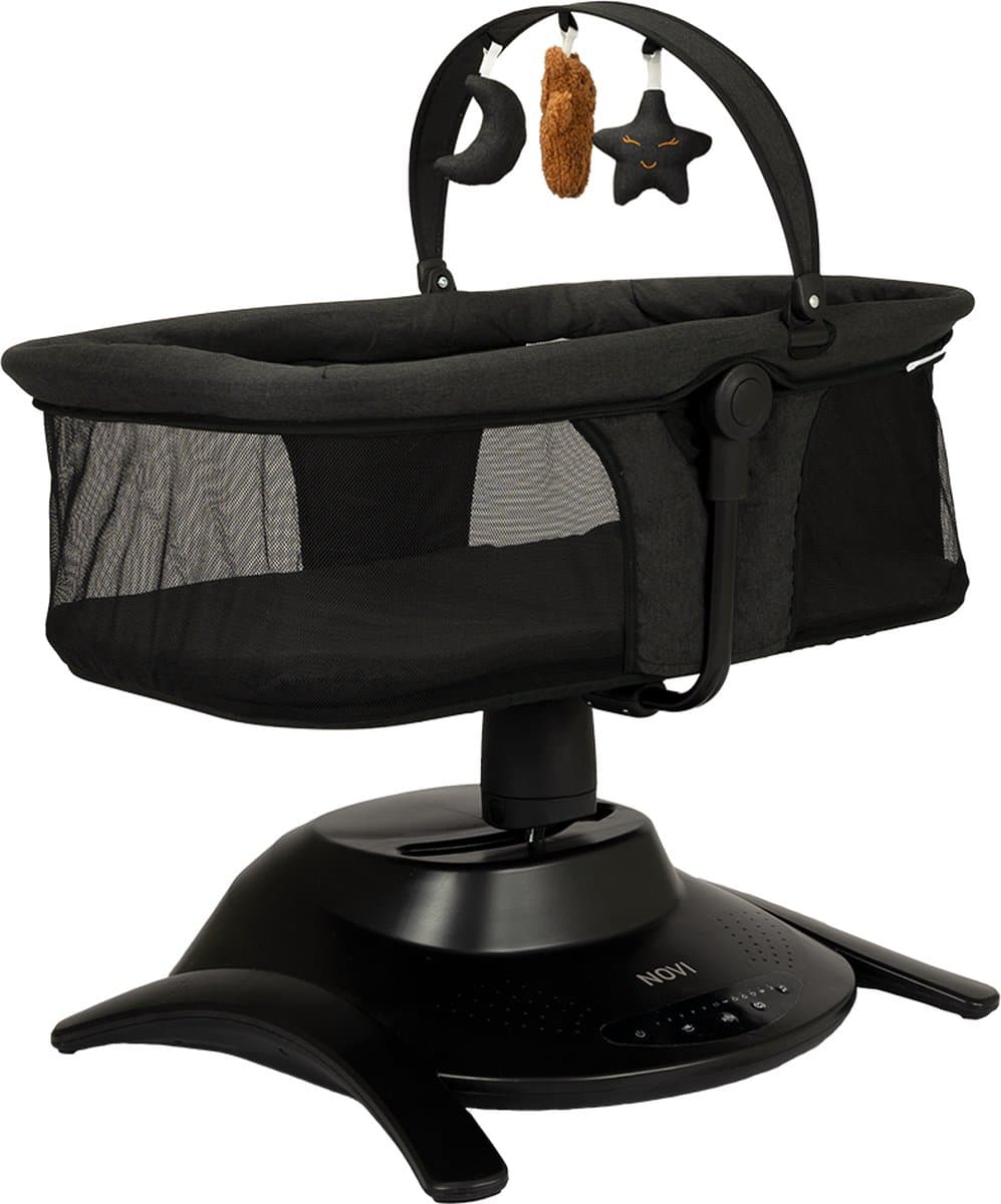 Novi at Home Stardust 2-in-1 Babyswing en Wieg - 12 melodieën en 2 natuurgeluiden - Zwart - tot 9 kg