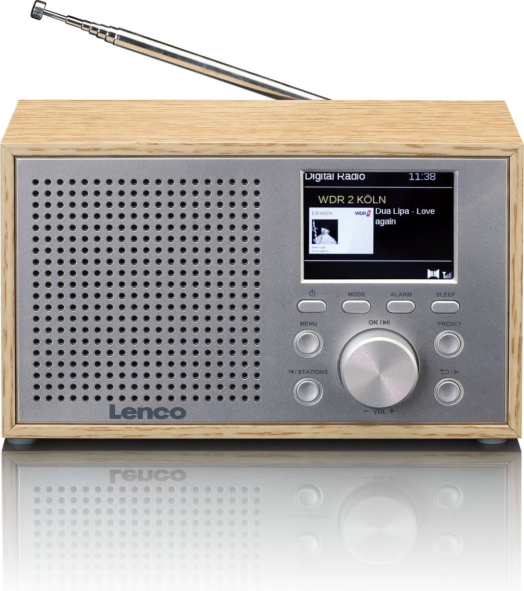 Lenco Radio op Batterijen - Compacte DAB FM Radio - Bluetooth - Houten behuizing - DAR-017WD - Noodradio - Noodpakket - Hout