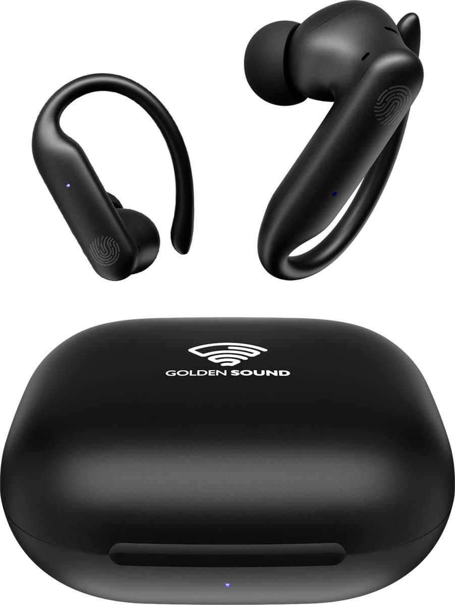Golden Sound Sport Draadloze oordopjes - 80 uur batterijduur - Active Noise Cancelling -45dB - Sport oordopjes - Oortjes draadloos - Bluetooth oortjes - Zwart