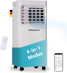 Productfoto van Mobiele Airco - Verkoeler Ventilator - Ruimte Koelen - 4-in-1 Functionaliteit - 7000 BTU - Wit