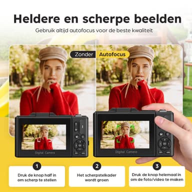 NODIJA WD08 vlogcamera met klapscherm en WiFi