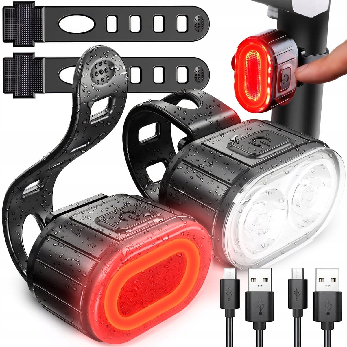 Fietsverlichting LED Voor & Achter Oplaadbaar USB - Set - afbeelding 1