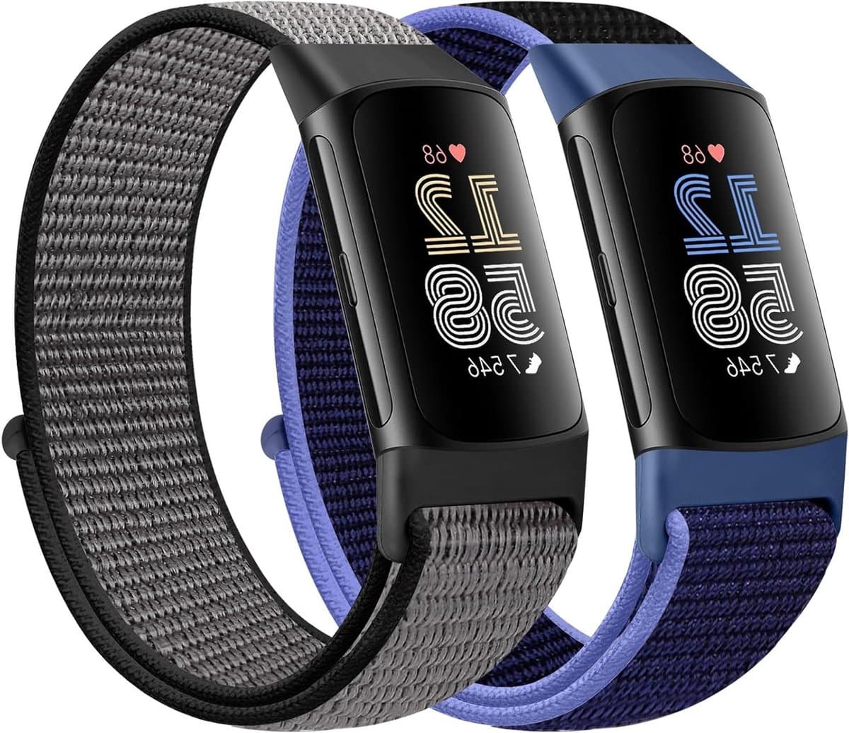 Verstelbare en Ademende Nylon Sportband voor Fitbit Charge 5 - Vervangende Armband voor Fitness Tracker voor Dames en Heren