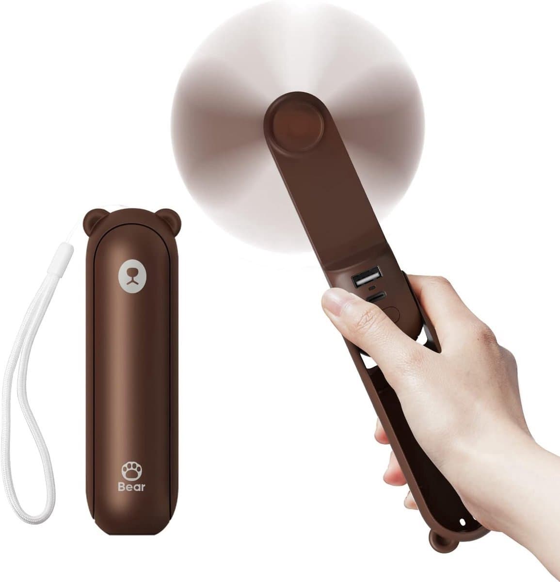 Solvix tafel ventilator geluidloos - Draagbare Ventilator - Bruin - 4800 mAh Powerbank - Maximaal 46 Uur Batterijduur - Voor Thuis en Buitengebruik