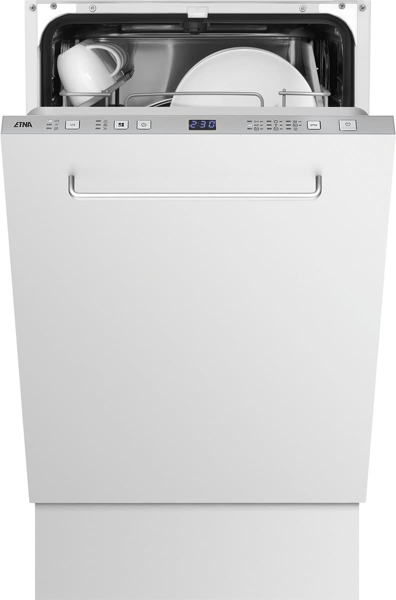 ETNA VW47SM - Vaatwasser volledig geintegreerd (45 cm) - 9 Programma's - 9 Couverts - Digitaal display - Aquastop - RVS bedieningspaneel